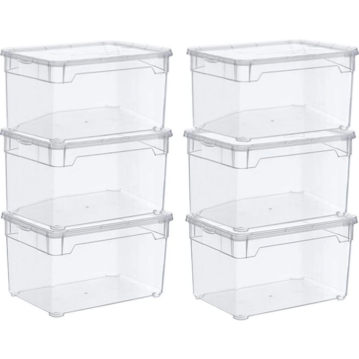 60 Liter Box mit Deckel transparent Rollen finden