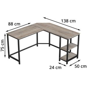 Produktbild für Schreibtisch Vasagle LWD72MB, graubraun / schwarz