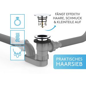 Produktbild für Ablaufgarnitur Bächlein Pop Up Ventil, aus Kunststoff