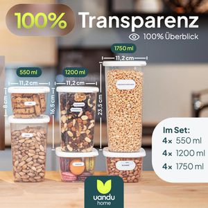 Produktbild für Vorratsdose uandu 12 Mix weiß, aus Kunststoff