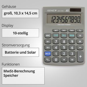 Produktbild für Taschenrechner Genie 205 CSM, mit MwSt-Berechnung
