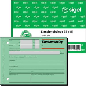 Sigel EB 615 Einnahmebelege A6 quer 50 Blatt grün