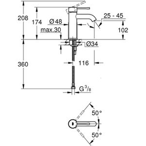 Produktbild für Waschtischarmatur GROHE Essence S-Size, 23590001, verchromt