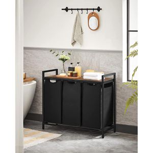 Produktbild für Wäschekorb Vasagle BLH301B01, schwarz, 3 Fächer