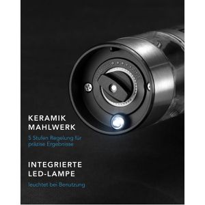 Produktbild für Gewürzmühle LEBENLANG mit Licht, Höhe 22 cm