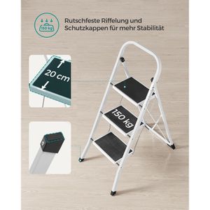 Produktbild für Klapptritt Songmics GSL03WT, weiß, aus Stahl