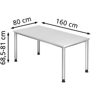 Produktbild für Schreibtisch Hammerbacher H-Serie, weiß / silber