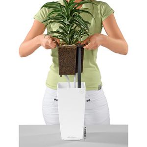 Produktbild für Übertopf Lechuza MAXI-CUBI, weiß hochglanz, 14 x 26 x 14 cm