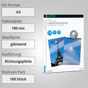 Produktbild für Laminierfolien Leitz 7487 iLAM UDT, DIN A3