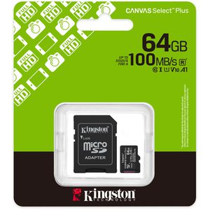 Produktbild für Micro-SD-Karte Kingston Canvas Select Plus Gen 3, 64GB