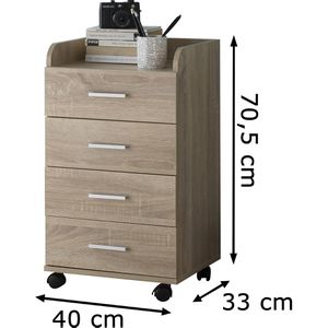 Produktbild für Rollcontainer Wohnling WL5.749, aus Holz, sonoma eiche
