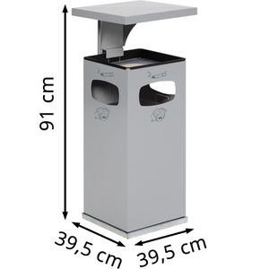 Produktbild für Aschenbecher VAR B32, 12192, silber, Outdoor, mit Dach