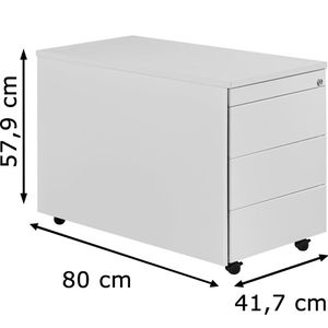 Produktbild für Rollcontainer Mauser line, aus Metall, lichtgrau