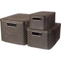 Aufbewahrungsbox Curver Style S/M/L 240653 mit Deckel, Kunststoff, braun, Set 3-teilig