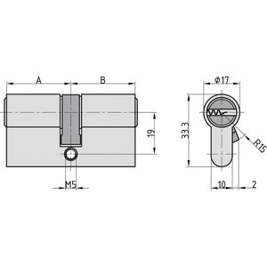 Produktbild für Schließzylinder BASI V55, mit 5 Schlüsseln