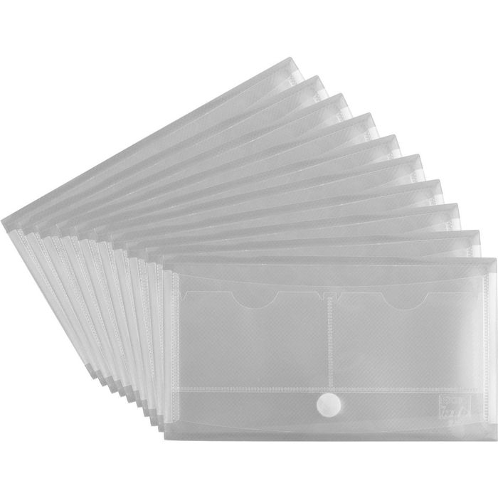 EXXO by HFP 90126 Dokumententasche DIN lang für 200 Blatt mit Dehnfalte transparent 10 Stück