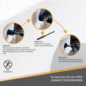 Produktbild für Bohrkrone BTEC Diamant Dosensenker, SDS+