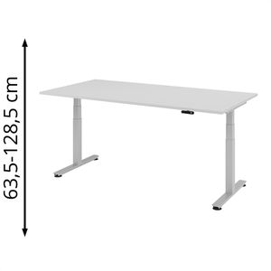 Schreibtisch Hammerbacher XDSM 2E, lichtgrau / silber