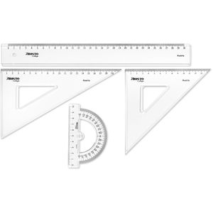 Dohe Lineal-Set – 4-teilig Mit Winkelmesser, Geodreieck Und Transportbeutel