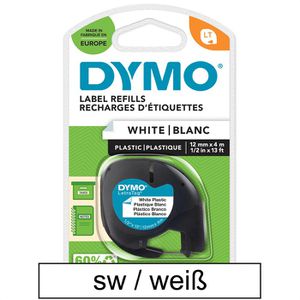 91220 komp Schriftbandkassette für Dymo LetraTag XR QX50 12mm schwarz weiß 