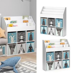 Produktbild für Bücherregal Vicco Luigi, weiß, mit 6 Faltboxen