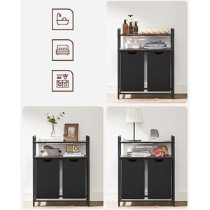 Produktbild für Wäschekorb Vasagle BLH211B01, schwarz, 2 Fächer