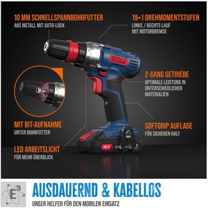 Produktbild für Akku-Bohrschrauber Güde BS 18-0 II, 58524