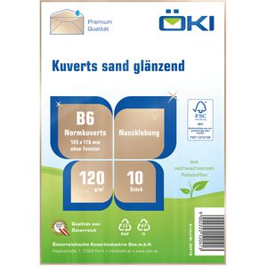 Produktbild für Briefumschläge ÖKI 20416, sand glänzend, B6