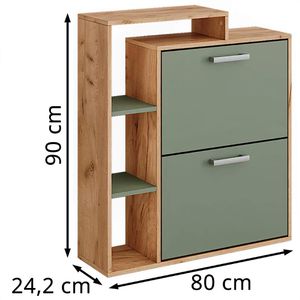 Produktbild für Schuhschrank Vicco Orlando, eiche / grün