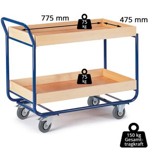 Produktbild für Tischwagen Rollcart 06-7125, aus Metall &amp; Holz