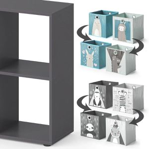 Produktbild für Bücherregal Vicco Tetra, grau, mit 4 Faltboxen