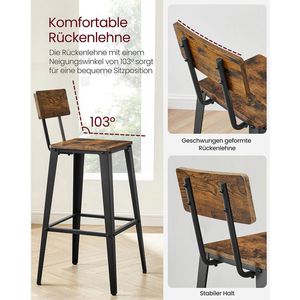 Produktbild für Barhocker Vasagle LBC078B01, mit Lehne