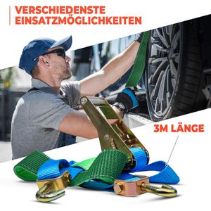 Produktbild für Spanngurt NTG für Autotransporte, mit Wirbelhaken und Ratsche