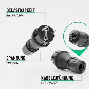 Produktbild für Schutzkontaktstecker Greate 501400, 16 A / 230 V, schwarz