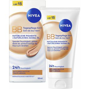 Produktbild für Tagescreme Nivea BB 5in1 Tagespflege, Mittel bis Dunkel LSF 15
