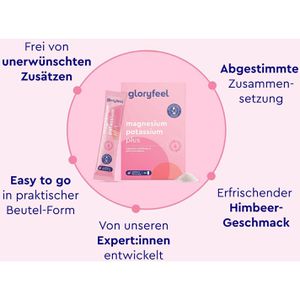 Produktbild für Magnesium gloryfeel potassium plus Himbeer Pulver 30 Portionen