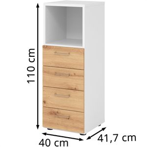 Produktbild für Kombischrank Hammerbacher Serie 9 Advanced, asteiche / weiß