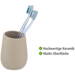 Produktbild für Zahnputzbecher Wenko Badi, beige, aus Keramik