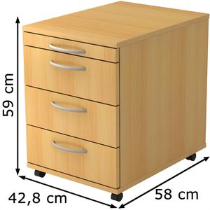 Produktbild für Rollcontainer Hammerbacher Basic 1606, aus Holz, buche