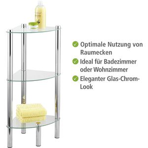 Produktbild für Badregal Wenko Yago 15850100, aus Glas / Edelstahl, verchromt