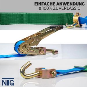 Produktbild für Spanngurt NTG für Autotransporte, mit Wirbelhaken und Ratsche
