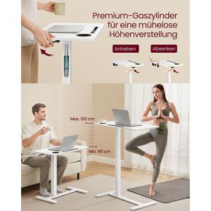 Produktbild für Schreibtisch Vasagle LSD601W01, weiß / weiß