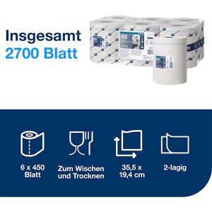 Produktbild für Putztuchrolle Tork Reflex, 473472, M4, aus Zellstoff, weiß