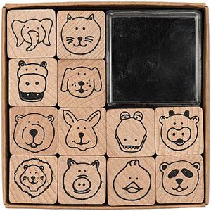 Produktbild für Motivstempel Rico-Design Paper Poetry Set Tiergesichter, Holz