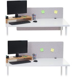 Produktbild für Tischtrennwand Mendler HWC-G75, grau