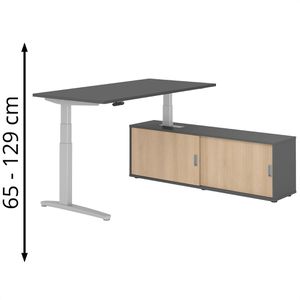 Schreibtisch Hammerbacher XBHM, 30326, graphit, mit Sideboard
