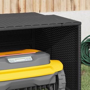 Produktbild für Mähroboter-Garage vidaXL 365404, schwarz, aus Polyrattan