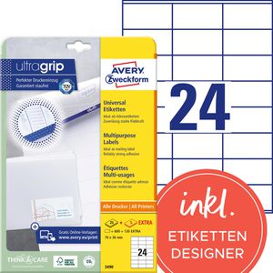Produktbild für Universaletiketten Zweckform 3490, selbstklebend, weiß