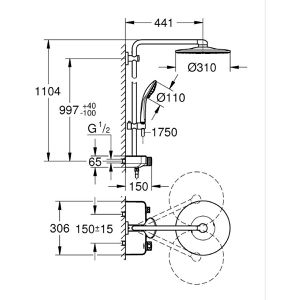 Produktbild für Duschsystem GROHE Euphoria SmartControl 310 Duo