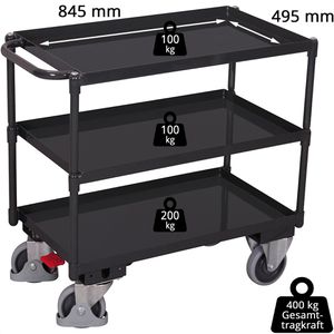 Produktbild für Tischwagen VARIOfit sw-500.610/AG, aus Metall